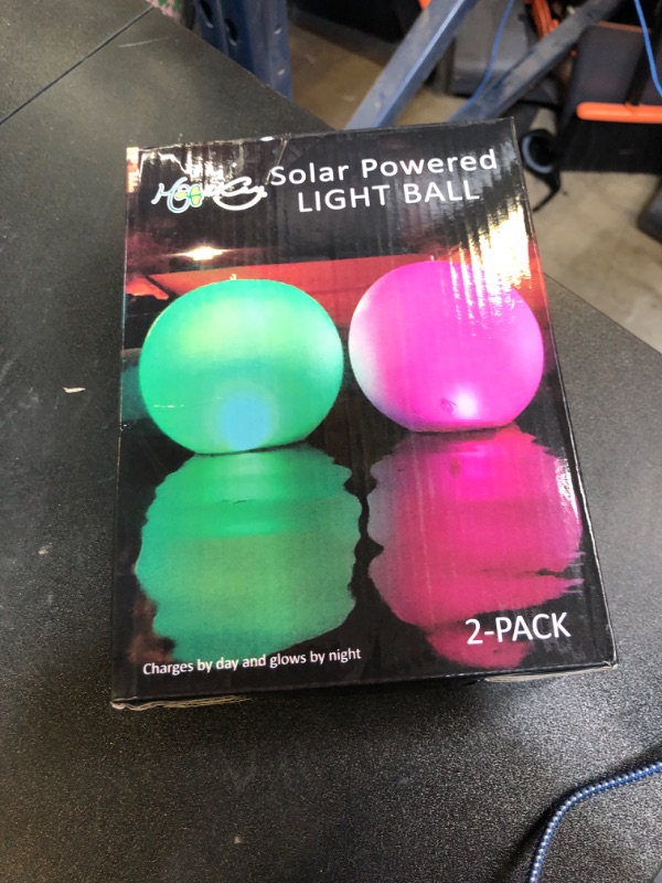 Photo 1 of HAPIKAY Solar Floating Pool Lights - Pack of 2 Solar Powered Color Changing 14-inch Balls - Float or Hang in Pool Garden Backyard Pond Party Decorations - Inflatable Wateproof