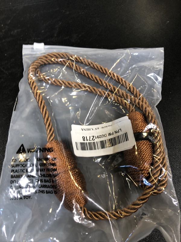 Photo 1 of Contoeey Magnetic Curtain Tiebacks Rope Curtain Tie Backs for Curtains 2 Pack Curtain Holders for Drapes Decorative Window Curtain Holdbacks, Khaki