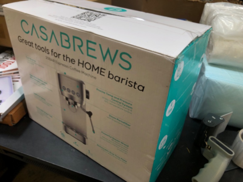 Photo 1 of CASABREWS 3700 Essential Espresso Machine 20 Bar, Compact Coffee Maker with Milk Frother Steam Wand for Cappuccino, Latte, 43.9oz Removable Water Tank, White