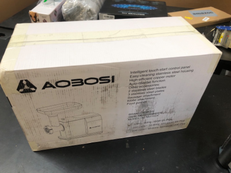 Photo 1 of AAOBOSI Meat Grinder Electric 3000W Max with Touch Color Screen, Auto-Reverse & Built-in Storage - 3 Speed Settings, Grinding, Sausage & Kibbe Making for Home Use, Stainless Steel