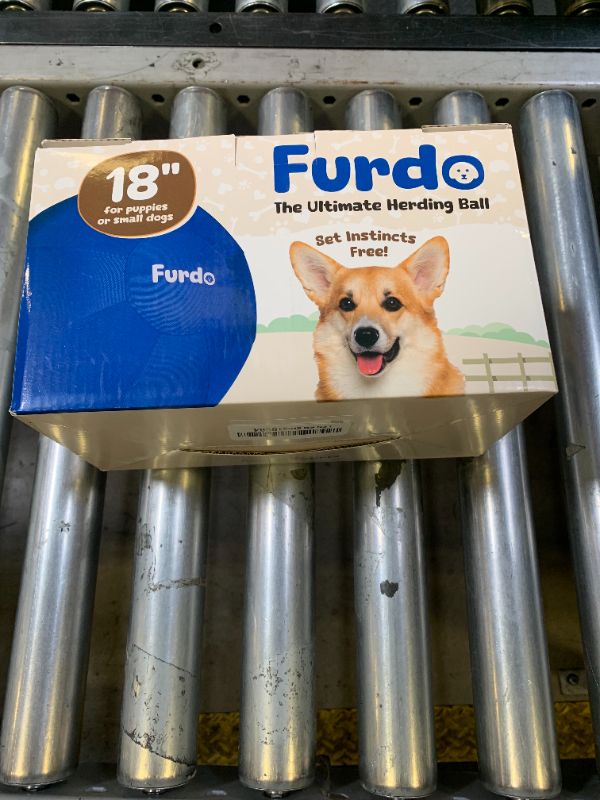 Photo 1 of Furdo 18" Herding Ball for Dogs, for Australian Shepherd, for Cattle, for Border Collie, for Blue Heelers & Other Small to Medium Dogs, Herding Dog Toys, Horse Ball - Blue