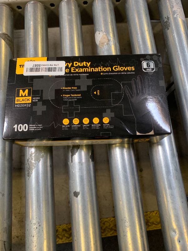 Photo 1 of TitanFlex Disposable Nitrile Exam Gloves - 6-mil, Black, Medium 100-ct Box, Heavy Duty, Latex Free, Food Safe for Cooking & Food Prep