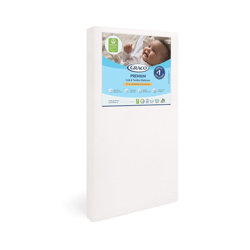 Photo 1 of Graco Premium Crib & Toddler Mattress – GREENGUARD Gold Certified & CertiPUR-US Certified, Fits All Standard Crib & Toddler Beds, Waterproof Sleep Surface, Machine-Washable Outer Cover for Easy Care
