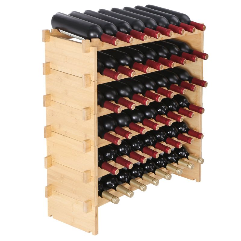 Photo 1 of VEVOR 48 Bottle Stackable Modular Wine Rack Bamboo Wood Display Shelf 6-Tier