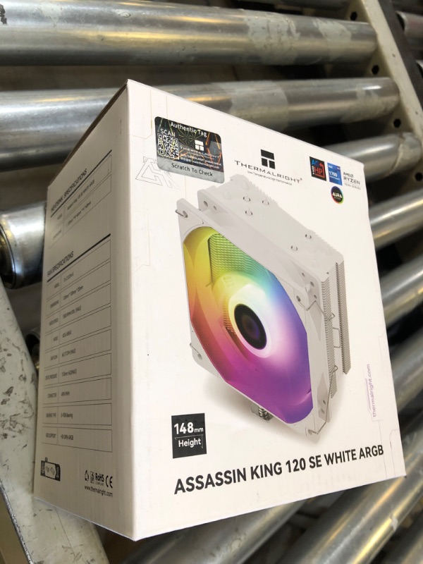 Photo 1 of Thermalright Assassin King 120 SE White ARGB CPU Air Cooler, AK120 SE White ARB, 5 Heatpipes, TL-C12CW-S PWM Quiet Fan CPU Cooler with S-FDB Bearing, for AMD AM4/AM5/Intel LGA1700/1150/1151/1200/1851