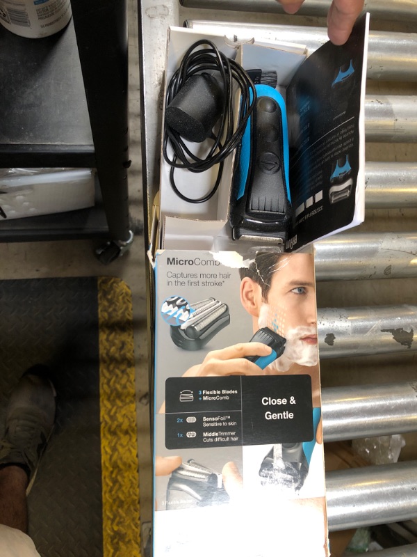 Photo 1 of Braun Electric Series 3 Razor with Precision Trimmer, Rechargeable, Wet & Dry Foil Shaver for Men, Blue/Black, 4 Piece