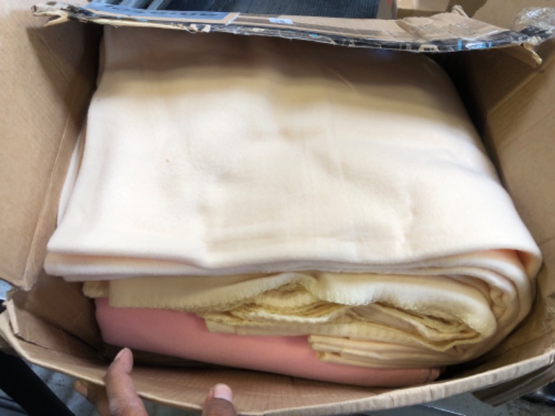 Photo 1 of 12PCS Fleece Throw Blankets Bulk 60 x 50 in Soft Blankets Fabric Warm Lightweight Wool Blanket Cozy Coverlet for Beds Sofas Home Wedding Season(Pink +White)
