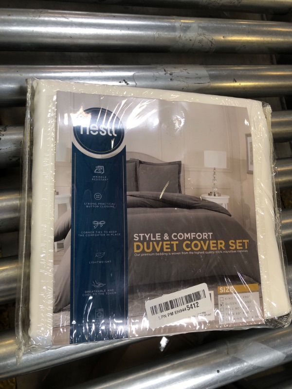 Photo 1 of Nestl Off White Duvet Cover Queen Size - Soft Double Brushed Queen Duvet Cover Set, 3 Piece, with Button Closure, 1 Duvet Cover 90x90 inches and 2 Pillow Shams