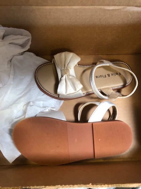Photo 1 of Felix & Flora Girls Ivory White Sandals - Toddler Girl Dress Shoes Size 11 for Summer Party Wedding School Flats