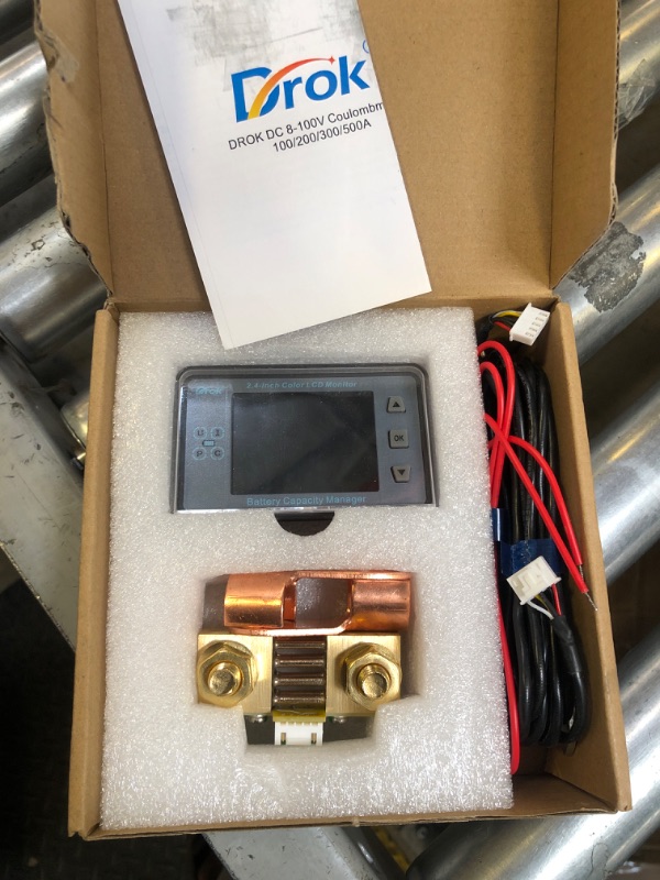 Photo 1 of DROK Battery Coulometer, DC 8-100V 500A Split Type Multi Tester 12V 24V 36V 48V 60V Coulometer Watt Meter, Capacity Percentage Time Power Voltmeter Ampmeter for RV Solar Panel Golf Cart Car Audio