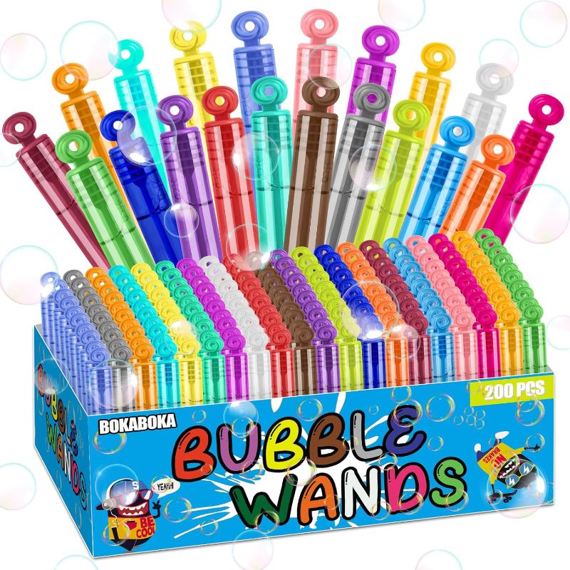 Photo 1 of 20Colors-200Pcs Mini Bubbles Party Favors for Kids,Small Bubble Wands for Toddlers Boy Girl Children,Bulk Bubbles for Summer,Outdoor,Beach,Garden, Easter Basket Stuffers