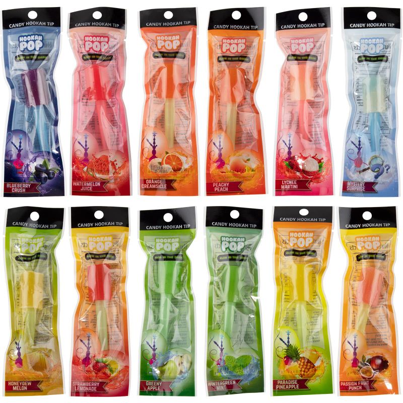 Photo 1 of Hookah Tips, (Candy Hookah Tips), Glow in The Dark Jolly Tips, Individually Wrapped Lollipop Shisha Accessories, Delicious Flavors (12)