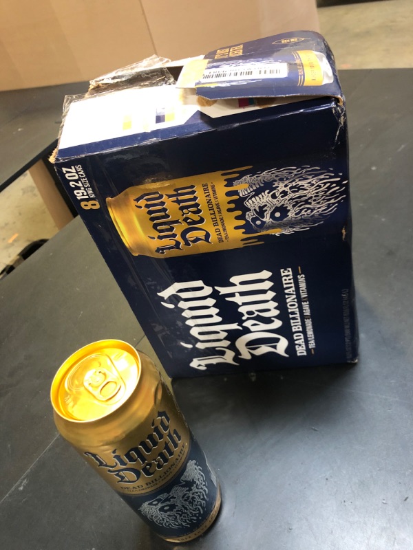 Photo 1 of 12 Pack Liquid Death Dead Billionaire Tea, Lemonade, Agave and Vitamins Best by 1/16/2027