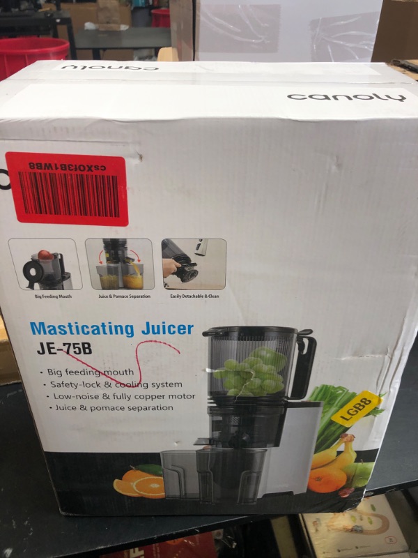 Photo 1 of Cold Press Juicer, 5.8" Wide Feed Chute Juice Extractor Machine with 400W, High Juice Yield, Slow Masticating Juicer for Whole Vegetables & Fruits, Metallic Silver