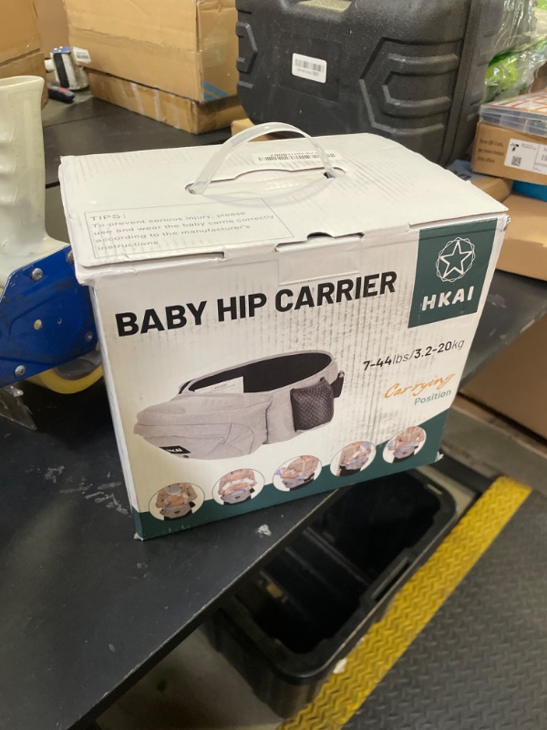 Photo 1 of HKAI Baby Hip Carrier, Mom’s Choice Award Winner, Baby Carrier with Adjustable Waistband & Breathable Mesh, Ergonomic Carrier with Non-Slip Hip Seat Surface for Newborns & Toddlers, Light Grey