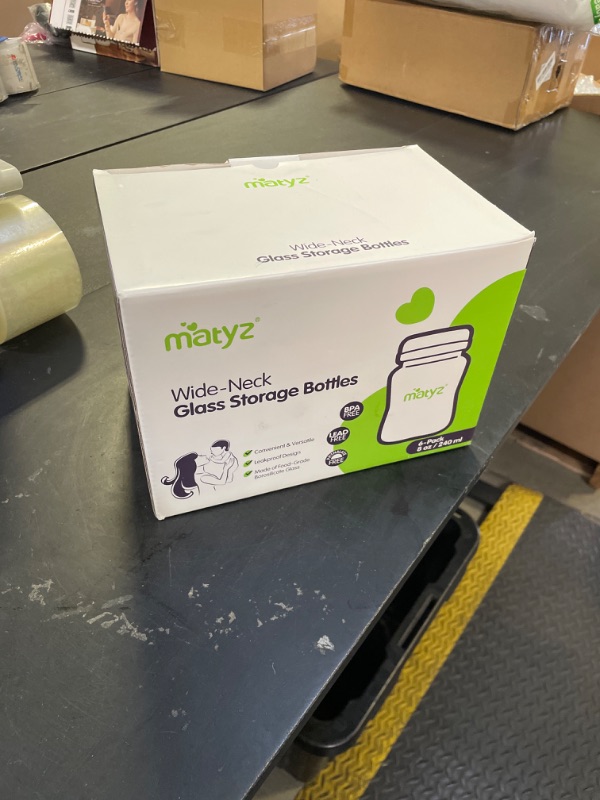 Photo 1 of Matyz Glass Breastmilk Storage Bottles, 6 Pack, 8 oz, Compatible With Spectra Medela Breast Pump - Freezer Safe Storage Bottles Set - Wide Mouth Breastmilk Storage Containers - BPA Free (3 Color Lids)