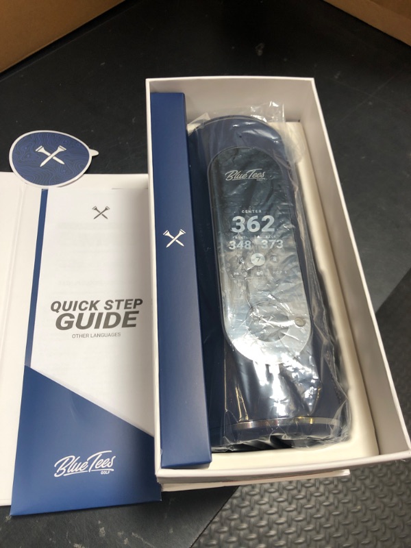Photo 1 of Blue Tees Golf Player+ GPS Speaker with Touch Screen Display, 10+ Hours Battery, 40,000+ Courses, Visual + Audible Distance, Hazard Distance - IPX7 Waterproof (Navy)
