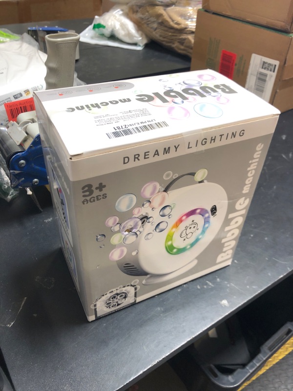 Photo 1 of Bubble Machine Automatic LED Lights Bubble Blower for Kids Rechargeable Portable Bubble Maker Auto Rotating 90°/360° Outdoor Birthday Party Wedding (Led White)