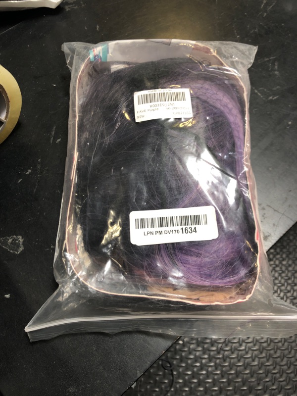Photo 1 of FAVE Purple Pink Wig - Long Ombre Wig with Dark Roots, Heat Resistant Synthetic Hair - 28 Inches (1B to Purple Pink)