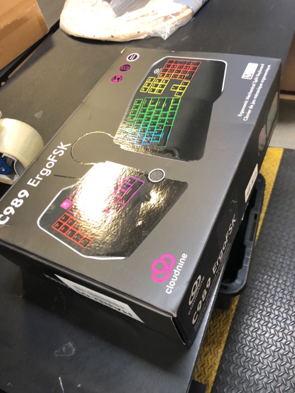 Photo 1 of Cloud Nine C989M Ergonomic Mechanical Keyboard for PC - Kailh Tactile Brown Switches - RGB Light Up LED Backlit with USB - Ergo Split Key Board with Macro