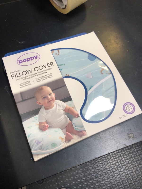Photo 1 of Boppy Nursing Pillow Cover, Premium Quick-Dry Fabric, Blue Ocean, Fits The Original Support Pillow for Breastfeeding and Bottle Feeding, Cover Only