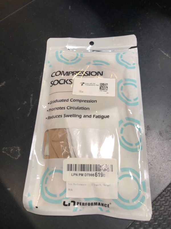Photo 1 of 1 PAIR COMPRESSION SOCKS SMALL BEIGE