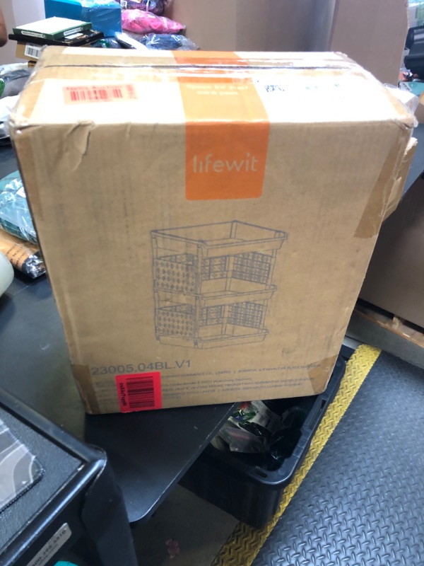 Photo 1 of Lifewit Plastic Stackable Storage Baskets, 3 Tier Stacking Bins for Closet Wardrobe, Playroom, Kitchen Organization, Large Capacity Multi-Functional Stackable Storage Containers Shelves, 2 Pack