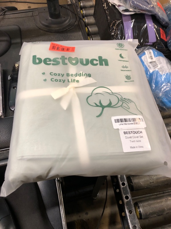 Photo 1 of BESTOUCH Duvet Cover Set 100% Washed Cotton Linen Feel Super Soft Comfortable Chic Lightweight 2 PCs Home Bedding Set Solid Sage Green Twin/Twin XL
