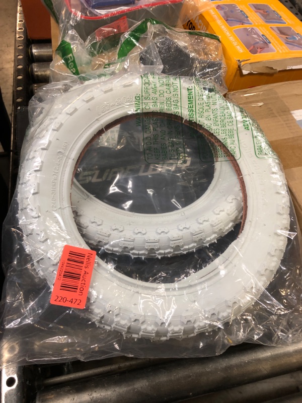 Photo 1 of (2 Sets) 12” x 2.125 Kids Bike Replacement White Tires and Tubes - Compatible with Most 12”-12.5” Kids Bikes Like RoyalBaby, Schwinn, and Dynacraft - Made from BPA/Latex Free Butyl Rubber