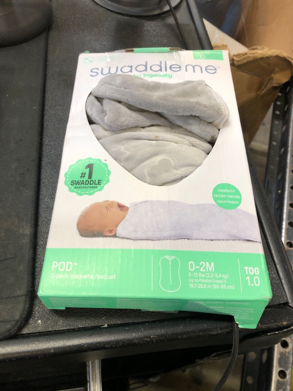Photo 1 of SwaddleMe by Ingenuity Compression Baby Swaddle Pod in Velboa, Two-Way Zipper for Easy Diaper Changes, Improves Sleep & Calms Startle Reflex, 0-2 Months, 1.0 TOG, 2-Pack - Clouds & Stars