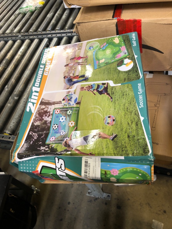 Photo 1 of M SANMERSEN Golf Chipping Game Mat Set - 47"x70" Double Sided Golf Soccer Hitting Mat Kits Outdoor Indoor Practice Mat for Kids Adult Family Yard Game with 2 Golf Clubs, 20 Golf/2 Soccer Sticky Balls
