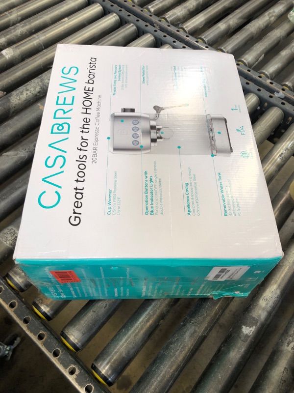 Photo 1 of CASABREWS 3700 Essential Espresso Machine 20 Bar, Stainless Steel Cappuccino & Latte Machine with Steam Frother for Home, 43.9oz Water Tank, Silver