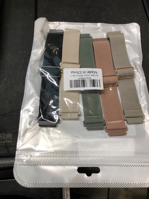 Photo 1 of Kollody 5 Pack Stretchy Nylon Watch Bands Compatible with Garmin Vivoactive 5/6/Forerunner 55/165,20mm Soft Elastic Fabric Adjustable Replacement Sport Straps for Garmin Venu Sq 2 Women Men