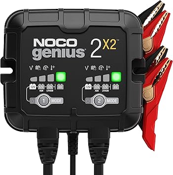 Photo 1 of NOCO GENIUS2X2: 4A 2-Bank Smart Battery Charger (2A/Bank) - 6V/12V Automatic Maintainer, Trickle Charger & Desulfator with Overcharge Protection & Temperature Compensation – For Lead-Acid & Lithium