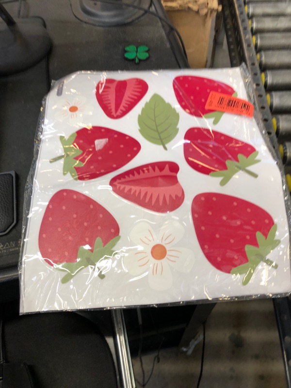 Photo 1 of Buer Homie Strawberry and White Flower Stickers for Wall, Fruits Kitchen Decor, Wall Decor for Girl Bedroom (L)