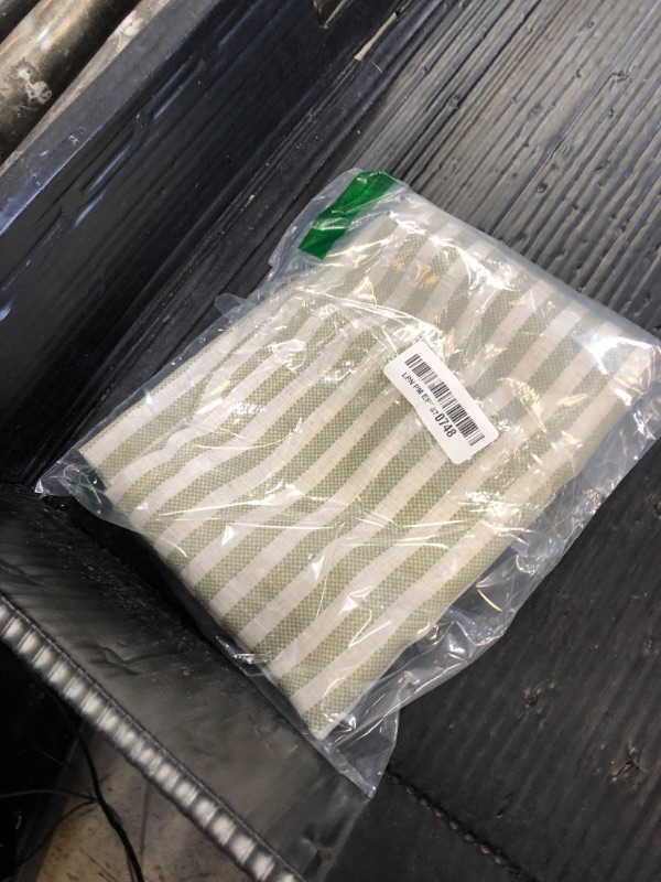 Photo 1 of jinchan Linen Kitchen Curtains 36 Inch Length Striped Tier Curtains Ticking Stripe Small Drapes for Living Room Bathroom Cafe Small Window Farmhouse Rustic Pinstripe Rod Pocket 2 Panels Sage Green