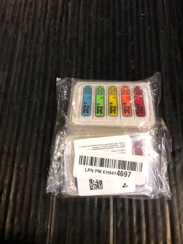 Photo 1 of 1000pcs /10 Pack Sign Date Here Tabs, 5 Colors Arrow Sign Message Flag with Dispenser Waterproof Sticky Sign & Date Stickers for Planner Book Notary Paper Reminder Easy to Post