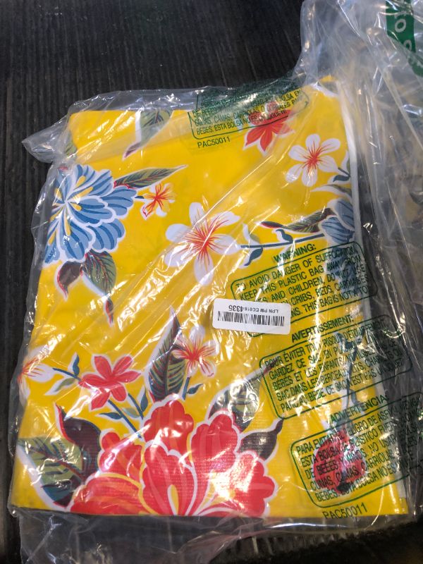 Photo 1 of Alux - Waterproof Oilcloth Table Cloth - Wipeable Tablecloths for Picnic - Non-Fading Plastic Table Cover with Better Than Flannel Backing - Hibiscus Yellow (55x90in Rectangle)