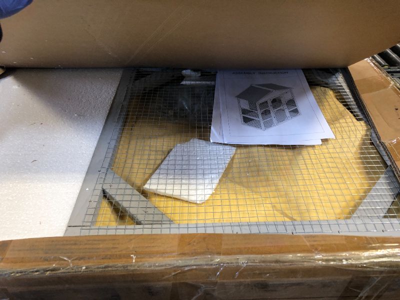Photo 1 of 71'' Large Catio Outdoor Wooden Cat Enclosure Walk in Cat Cage Playpen Patio with Weatherproof Roof, 3 Platforms & 2 Napping House, Outdoor Cats House Feral Cats Shelter Grey