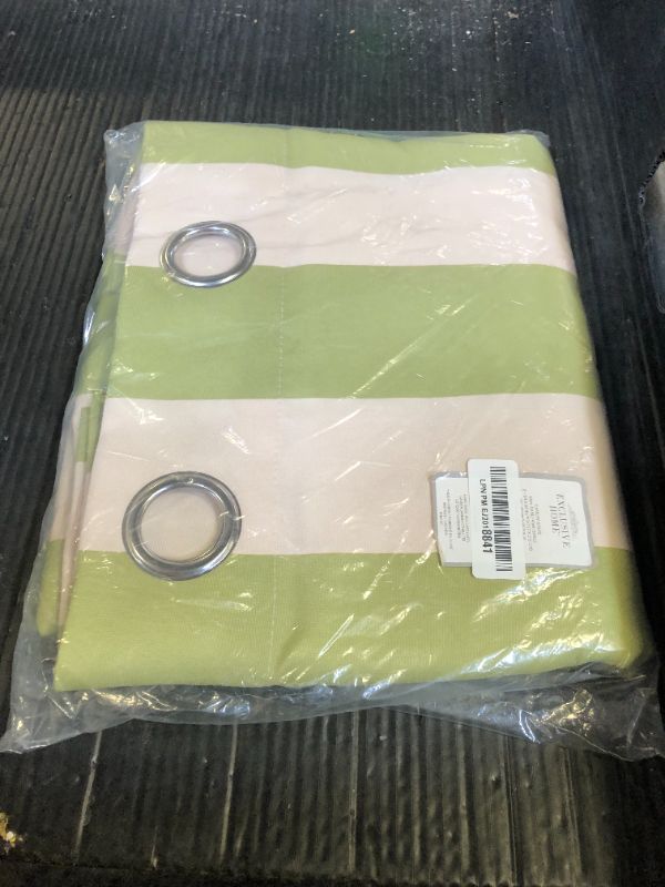 Photo 1 of Exclusive Home Canopy Stripe Indoor/Outdoor Grommet Top Curtain Panel, 54"x84", Kiwi / Sand, Set of 2
