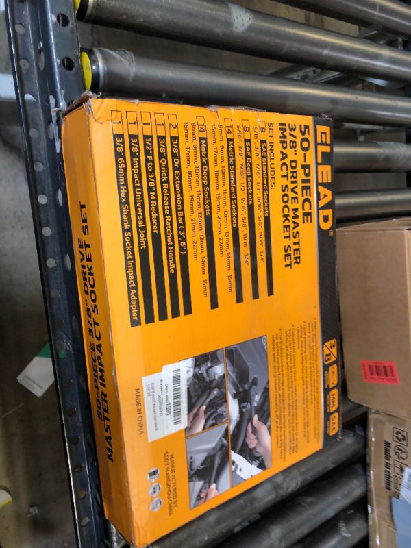 Photo 1 of 3/8'' Drive Impact Socket Set - 50-Piece Shallow & Deep Socket Set Metric and Standard Full with Universal Joint, Extension Bar, 1/2 to 3/8 Reducer, Hex Shank Socket Adapter, Ratchet Handle