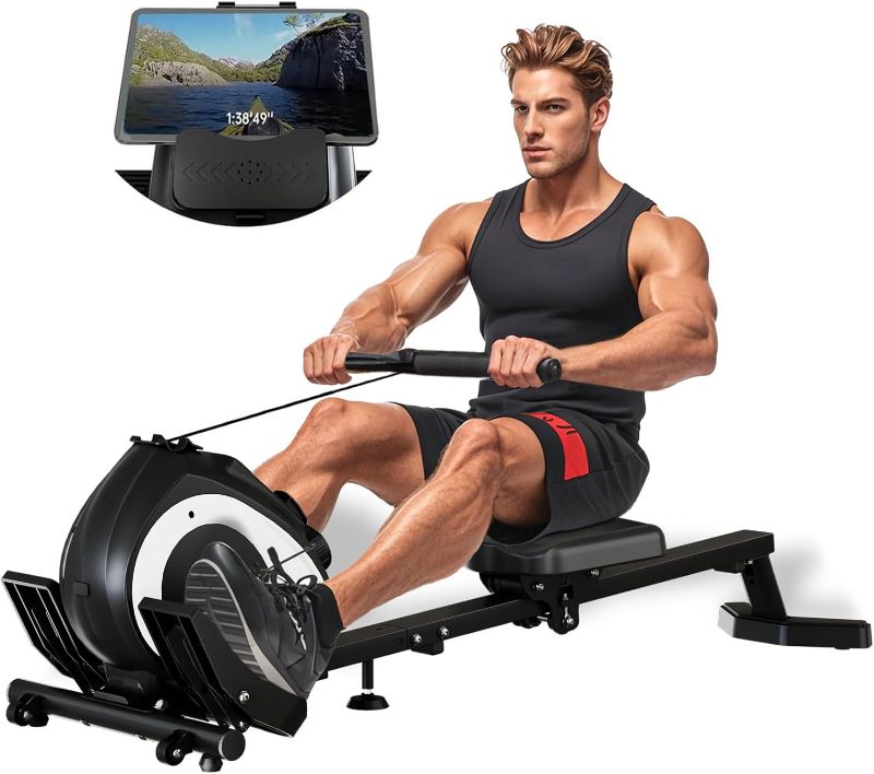 Photo 1 of Magnetic Rowing Machine for Home Adjustable 8-Speed Booster Burn Fat & Sculpt Muscles Supports Up to 265 LBS Phone/Tablet-Ready Design

