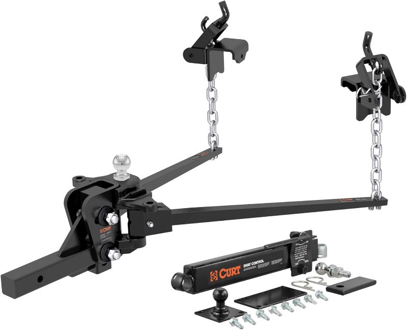 Photo 1 of CURT 17322 Short Trunnion Bar Weight Distribution Hitch with Sway Control, Up to 10K, 2-In Shank, 2-5/16-Inch Ball