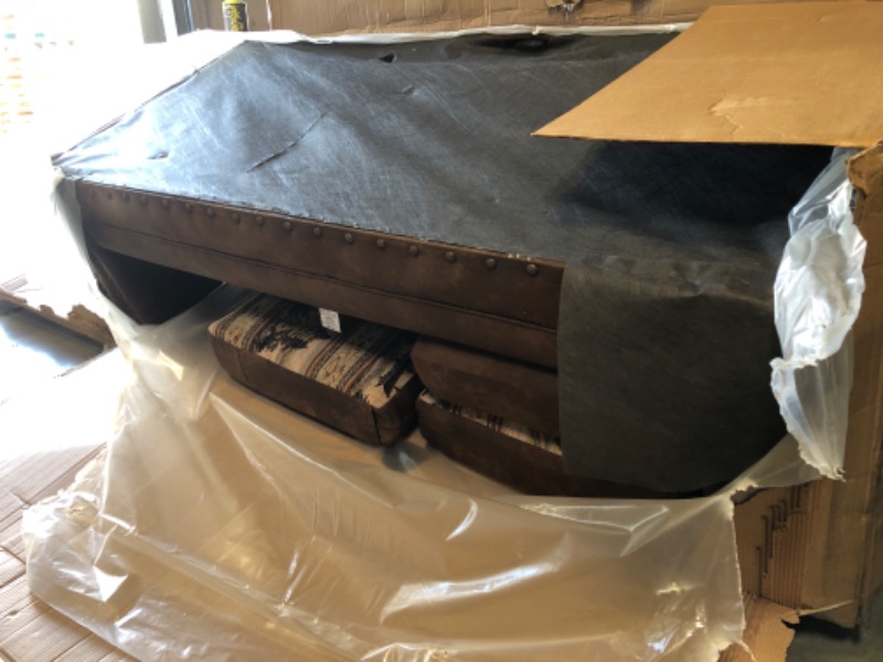 Photo 1 of Large Brown Leather Sofa