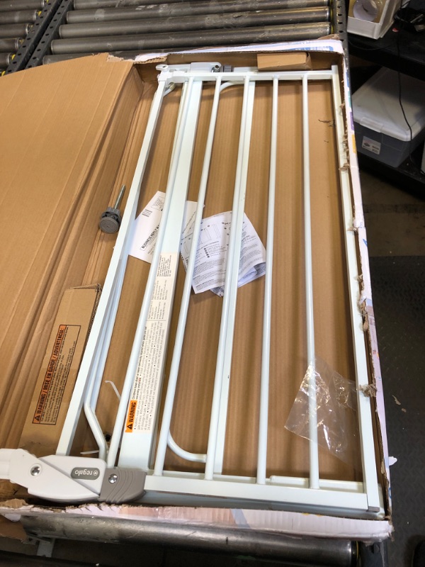 Photo 1 of Regalo Easy Step 36" Extra Tall Walk Thru Baby Gate, Includes 4-Inch Extension Kit, 4 Pack of Pressure Mount Kit and 4 Pack Wall Cups and Mounting Kit, White