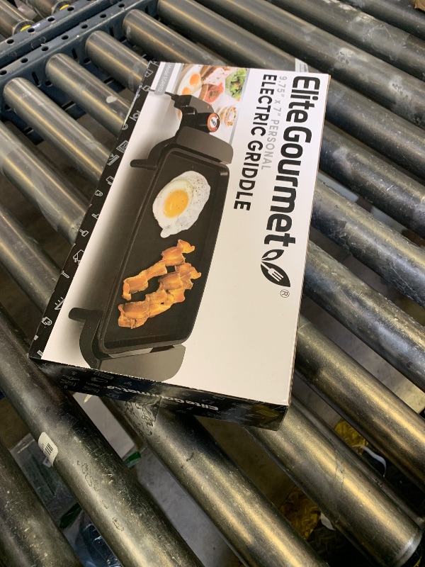 Photo 1 of Elite Gourmet EGR8152 Electric 10" x 7" Personal Compact Griddle, Cool-touch Handles Non-Stick Surface, Removable/Adjustable Thermostat, Black
