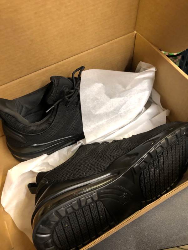 View 3 of LARNMERN Men Non Slip Work Sneakers Water Resistant Food Service Zapatos Trabajo Antideslizantes Walking Shoes Waterproof Shoes Slip-on, Black 11.5