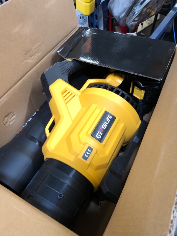 Photo 1 of GEVEELIFE Leaf Blower Cordless, 650CFM & 3 Speed Levels, Electric Cordless Leaf Blower with 2 * 5.0Ah Battery Powered, Blowers for Lawn Care, Yard, Blowing Leaves, Dust, Snow