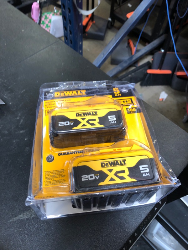 Photo 1 of DEWALT 20V MAX 5 Ah Lithium Ion Battery 2-Pack (DCB205-2)