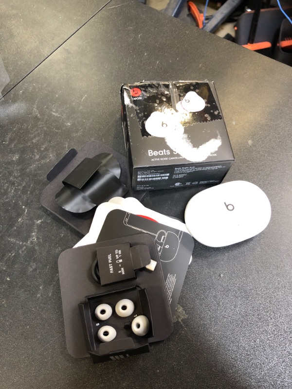 Photo 1 of Beats Studio Buds - True Wireless Noise Cancelling Earbuds - Compatible with Apple & Android, Built-in Microphone, IPX4 Rating, Sweat Resistant Earphones, Class 1 Bluetooth Headphones - White